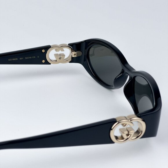 Gucci Women Black Grey Oval BRAND NEW Sunglasses GG1660S 001 main image 10